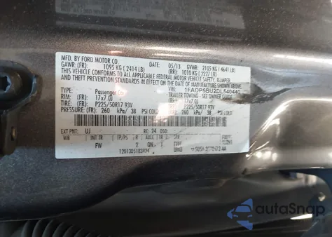 2013 Ford C-Max Hybrid Sel из США, поврежденный, VIN 1FADP5BU2DL540440